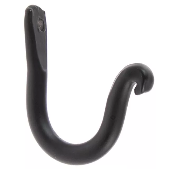 2 Amish forged black wrought iron wall J hooks w/ screws - strong sturdy metal 2