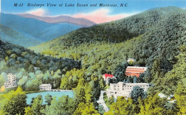 Montreat Christian College Campus NC Lake Susan near Asheville Vtg Postcard C12