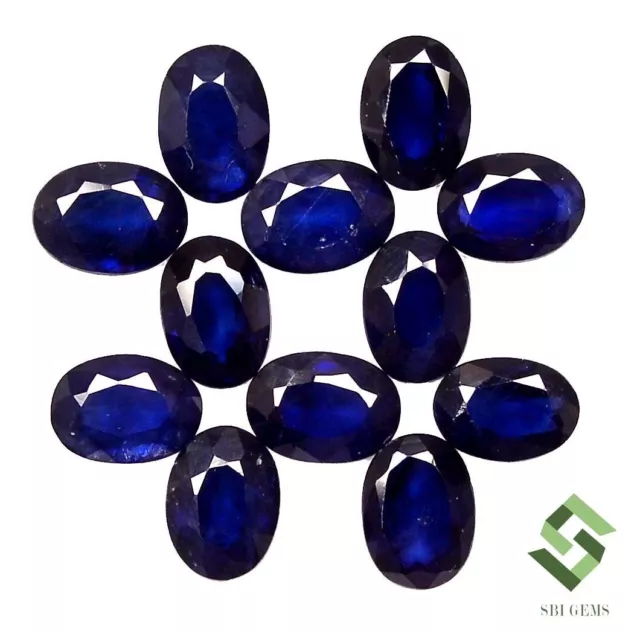 7x5 MM Saphir Naturel Bleu Ovale Lot 10 Pièces 9.34 Carats Calibré Libre Gemmes