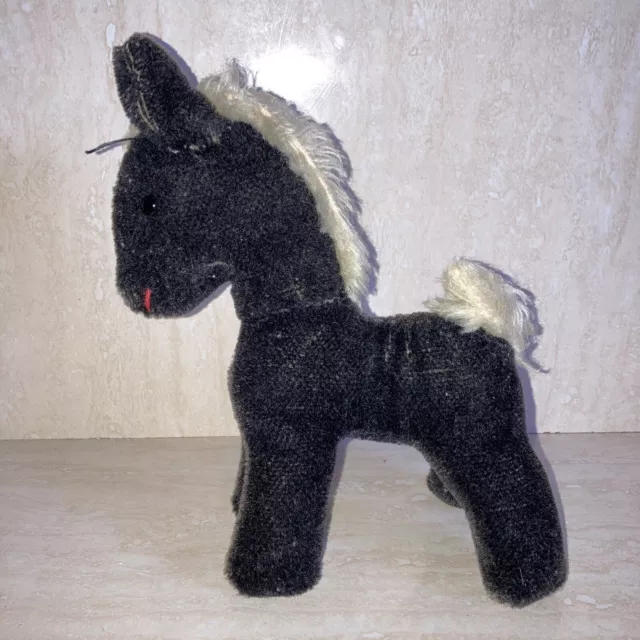 Black Horse Plush - Fuzzy/felt Material - Vintage