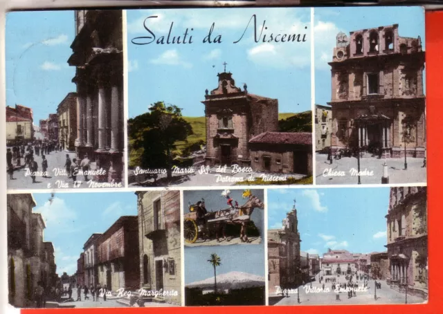 Cartolina  Niscemi    Acqu   Viaggiata  1966 Saluti Vedutine   Occasione