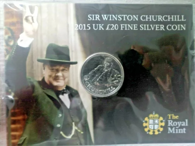 20 Pounds 2015 United Kingdom Winston Churchill silver comm. coin UNC KM #1354