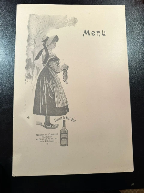 Ancien Menu 1900 Vierge Illustration Restaurant Repas Banquet Bistrot Café
