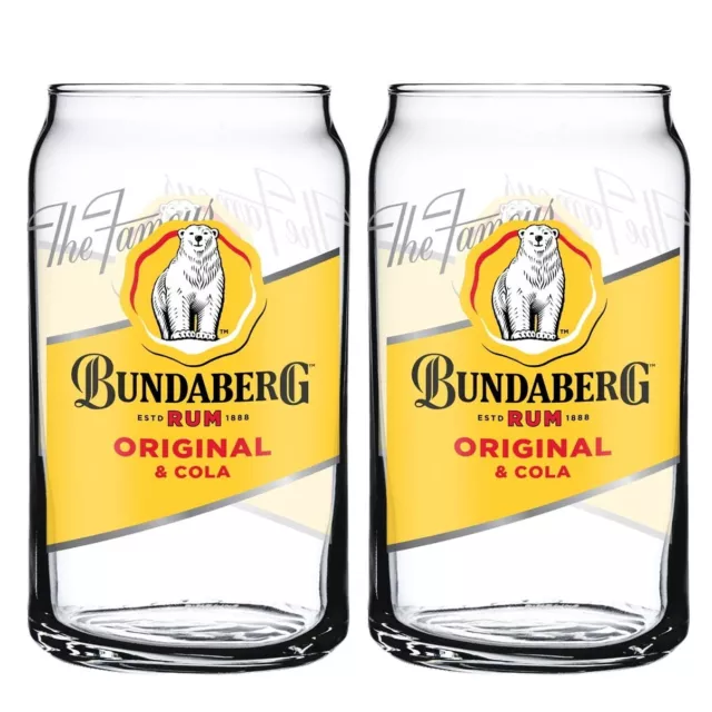 Bundy Bundaberg Rum Can Shaped Glasses Set of 2 Christmas Man Cave Bar Gift