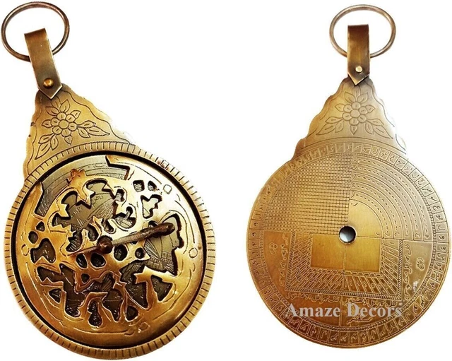 Astrolabio árabe de latón antiguo Calendario astrológico de navegación...