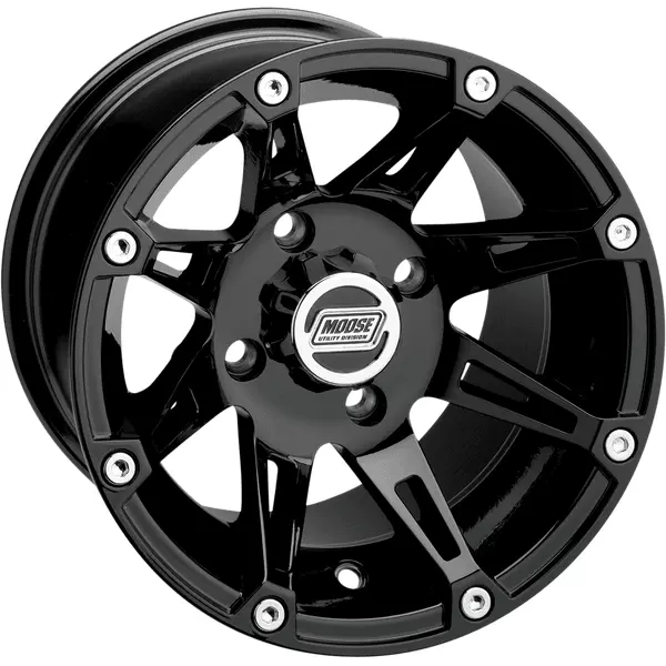 Moose Gloss Black 387X Front Wheel - 7 x 12" - Polaris Ranger 570 2014-2017