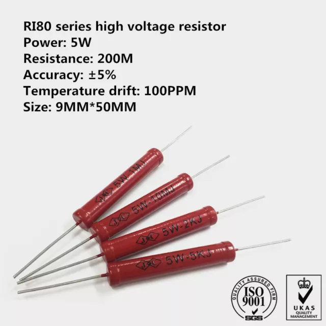 RI80 glass glaze film non-inductive high voltage resistance 5W 200M