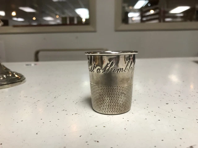 Towle "JUST A THIMBLE FULL"   2 oz Jigger Shot Glass No Mono Sterling