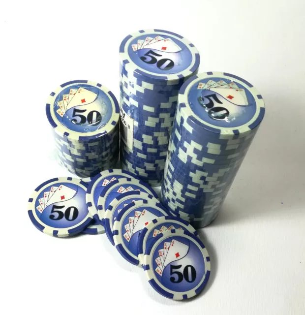 70 Fiches Poker chips casino gettoni casinò Valore 50 ABS 12 gr giochi da tavolo