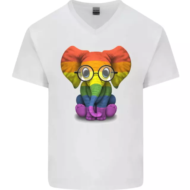 Lgbt Elefante Gay Pride Giorno Consapevolezza Uomo Scollo A V Cotone T-Shirt