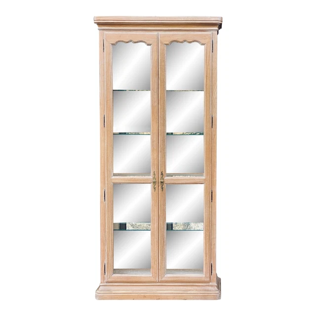 Hekman Furniture French Style Cerused Oak Lighted Curio Cabinet