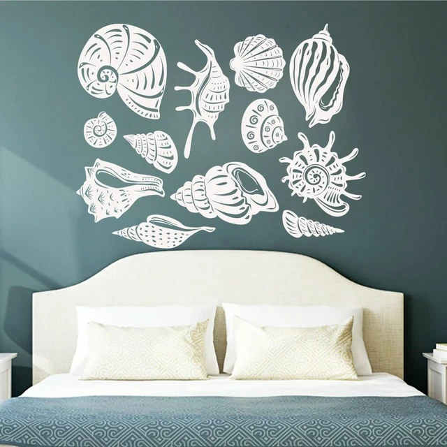 Seashells Ocean Vinyl Wall Sticker Nautical Beach Window Decal Kids Room Decor