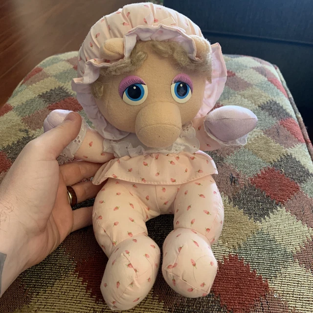 VTG Miss Piggy Muppet Babies Plush Pink Pampers Stuffed Animal Toy Hasbro 1984