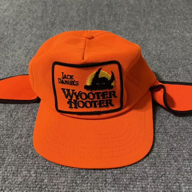 VTG 80S JACK Daniels Hunting Hat Adult M-L Adjustable Orange Ear Flaps ...