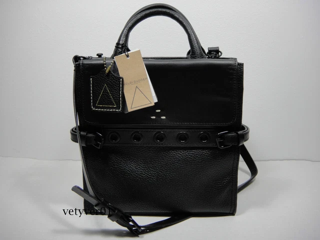 KELSI DAGGER Brooklyn Tabor Convertible Crossbody Black Leather Bag Satchel