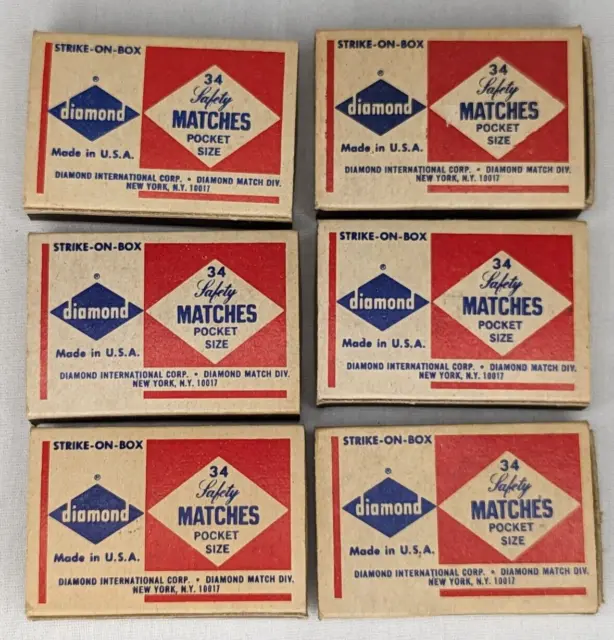 Lot of 6 Diamond Match box Made In USA