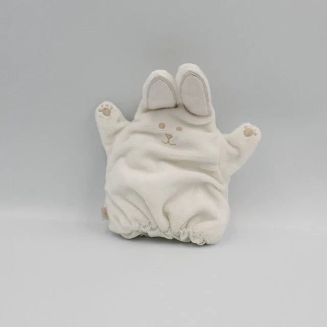 Doudou marionnette lapin blanc beige OBAIBI - 26717