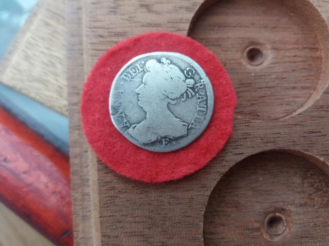 1708E* Queen Anne Milled Silver Sixpence R15FD
