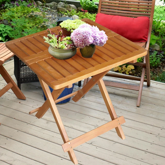 VidaXL Table De Jardin Pliable 45x45 Cm Bambou, Table De Jardin En