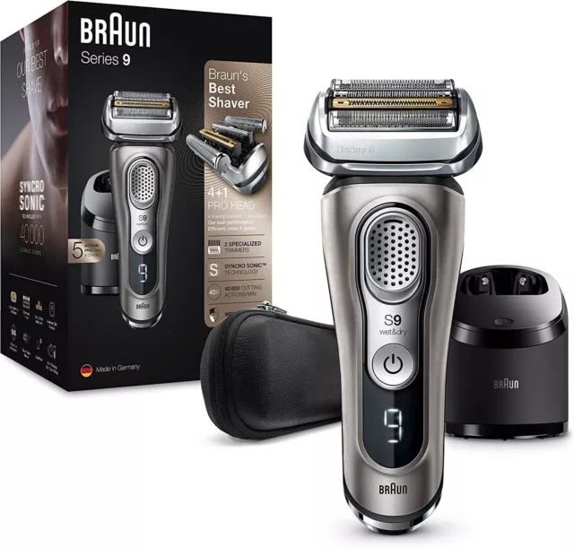 Braun Series 9 9385cc Wet & Dry Elektrischer Rasierer mit Leder-Reiseetui - Ref.