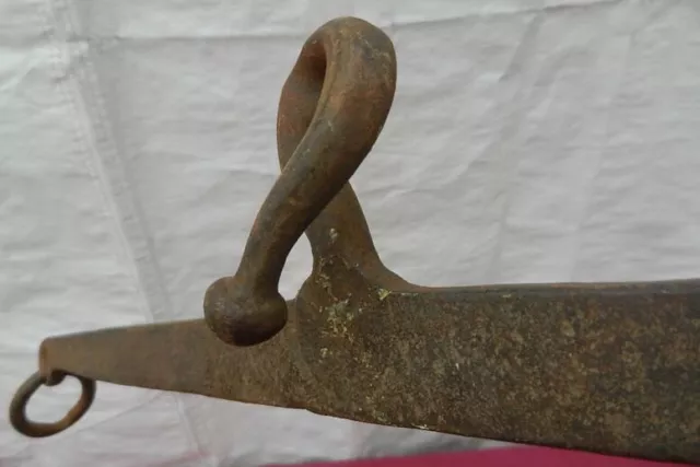 Antique 19th Hand Forged Wrought Iron Gambrel Game Hoist Plant Hanger Pigs Tail