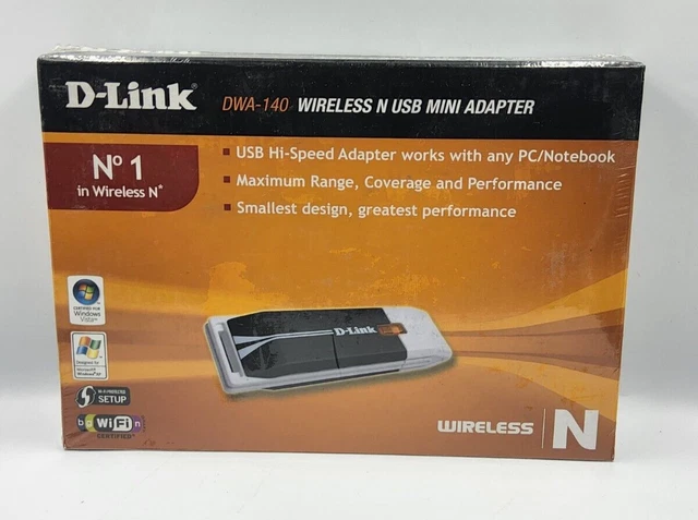 D-Link DWA-140 Wireless N USB mini adaptor with USB Extension Cable & Cradle