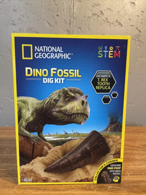 Kit Livro de Dinossauro e de Fóssil de Dente de Dinossauro para Escavar,  National Geographic - Dular