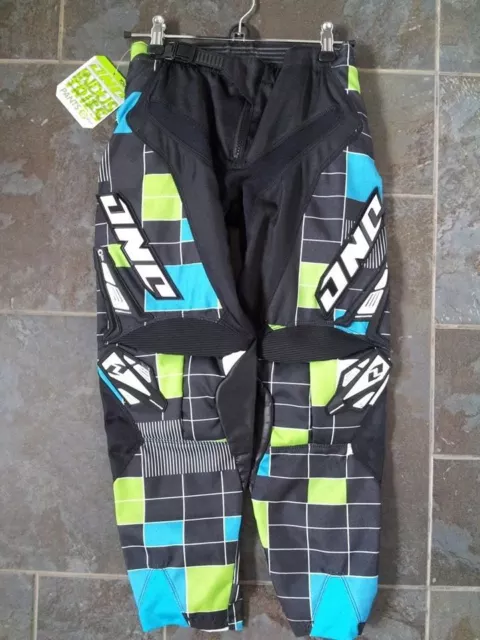 Pantalones de motocross de carbono juvenil One Industries 26" patrón de prueba negros/verdes