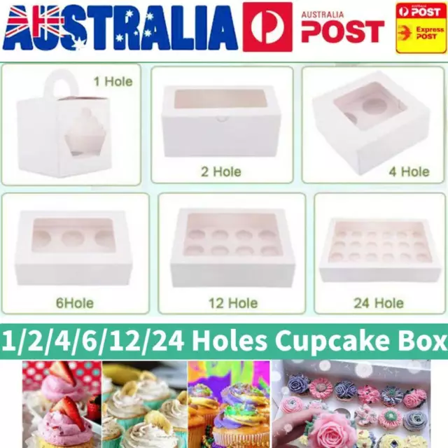 Cupcake Box 1 2 4 6 8 12 Holes Window Face Cake Party Favour Wedding Boxes Gift