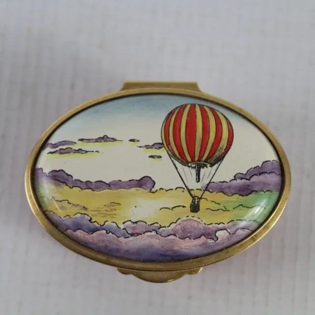 STAFFORDSHIRE ENAMELS Red Hot Air Balloon Hand Painted Pill Box - MTN