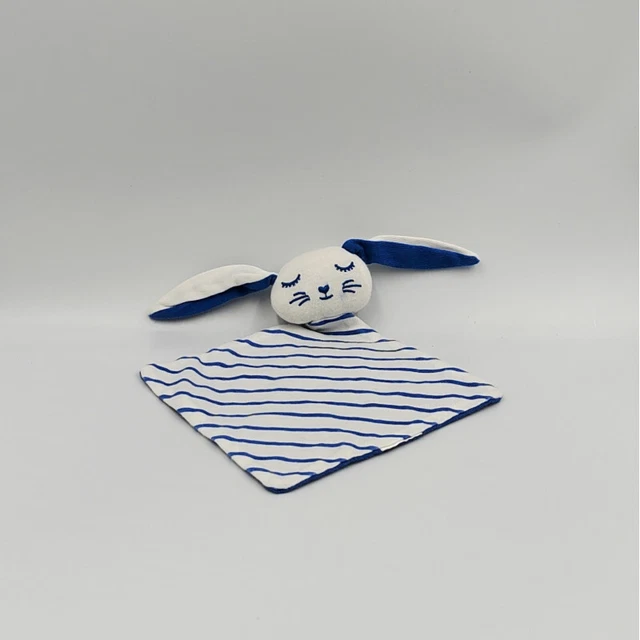 Doudou plat lapin blanc bleu rayé TAO TAPE A L'OEIL - 32243
