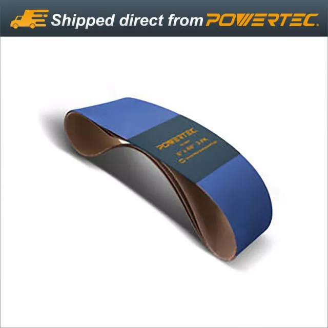 POWERTEC 6 x 48 In 60 Grit Metal Grinding Zirconia Sanding Belt-3PK (464806Z-3)