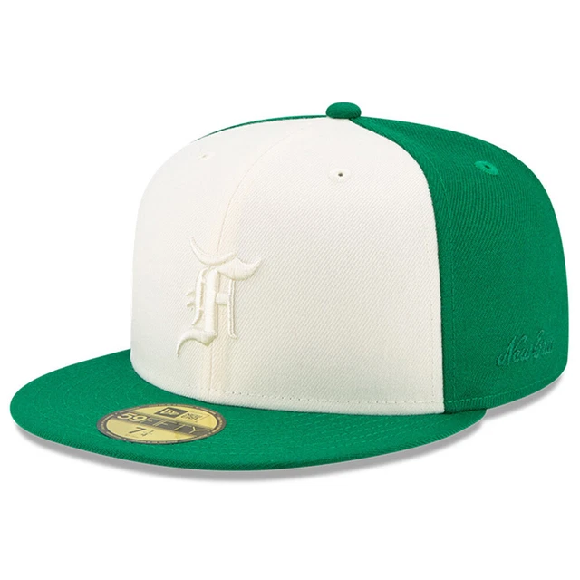 Men's New Era x Fear of God Cream/Kelly Green Essentials Trucker 59FIFTY Fitted