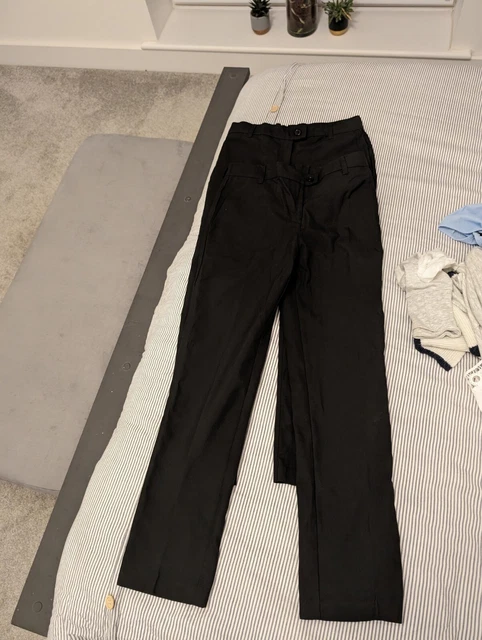 Pantaloni da scuola per ragazzi M&S gambe sottili neri regolabili vita età 10-11