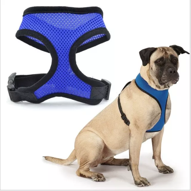 Adjustable Soft Mesh Fabric Dog Puppy Pet Padded Harness Vest Lead Leash Clip