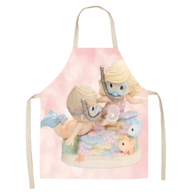 fr Cartoon Kids Printed Linen Apron Waterproof Adult Chefs Home Cleaning for Wom