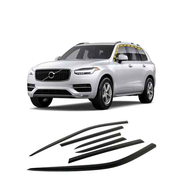 Rain Guards for Volvo XC90 2016-2022 (6PCs) Black Tape-On Style