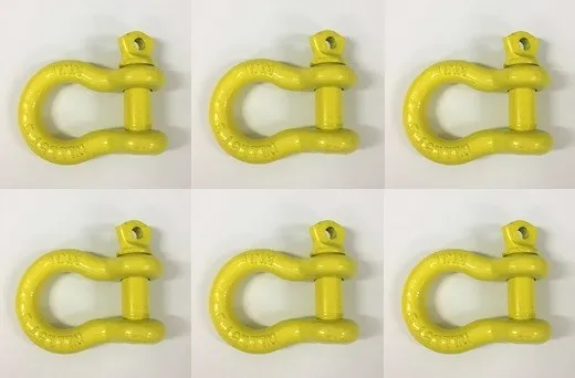 6 X Bow Shackle 11mm Rated WWL 1500KG S Grade Hayman Trailer Recovery Yellow Pin