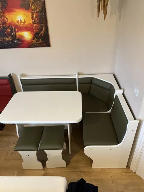 KITCHEN DINING CORNER Seating Bench Table 2 Stools With Storage
