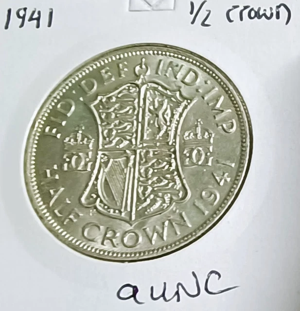 1941 Half Crown 50% 2/6d Silver George Vi Sp#4080 aUNC