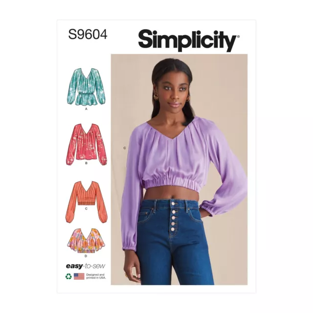 Simplicity Easy SEWING PATTERN S9604 Misses' Blouses Sizes 6-14 Or 16-24