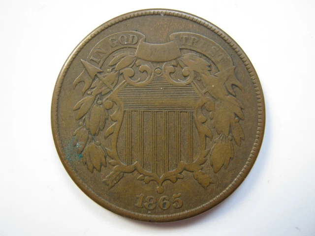 United States 1865 copper 2 Cents F