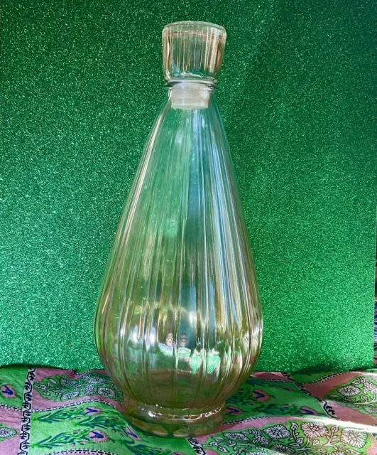 Vintage Glass Decanter Bottle with Stopper  -  Soft Amber