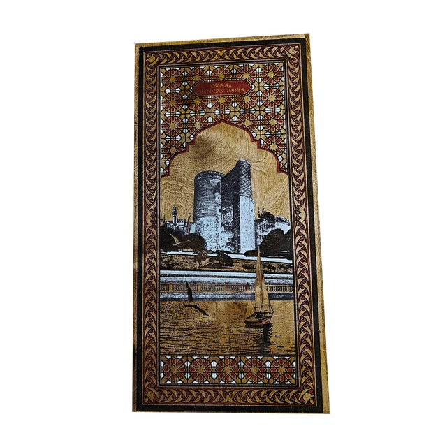 HANDMADE WOODEN BACKGAMMON Traditional Azerbaijan Game Board Set and
