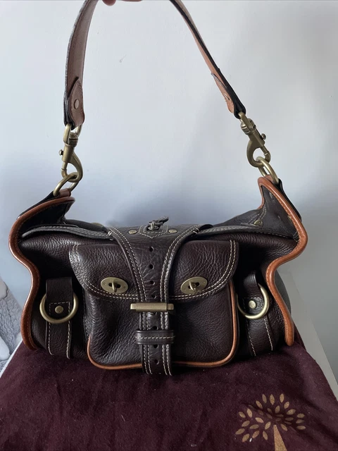 MULBERRY ALANA SHOULDER Bag In Chocolate Brown And Tan Leather