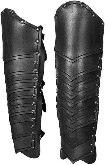 Medieval Viking Knight Leather Leg Armor Greaves Renaissance Gaiter Halloween Co