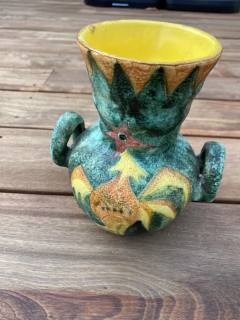Vase Pot ancien en céramique Année 50 signé Jacques Sagan Vallauris aux Coqs