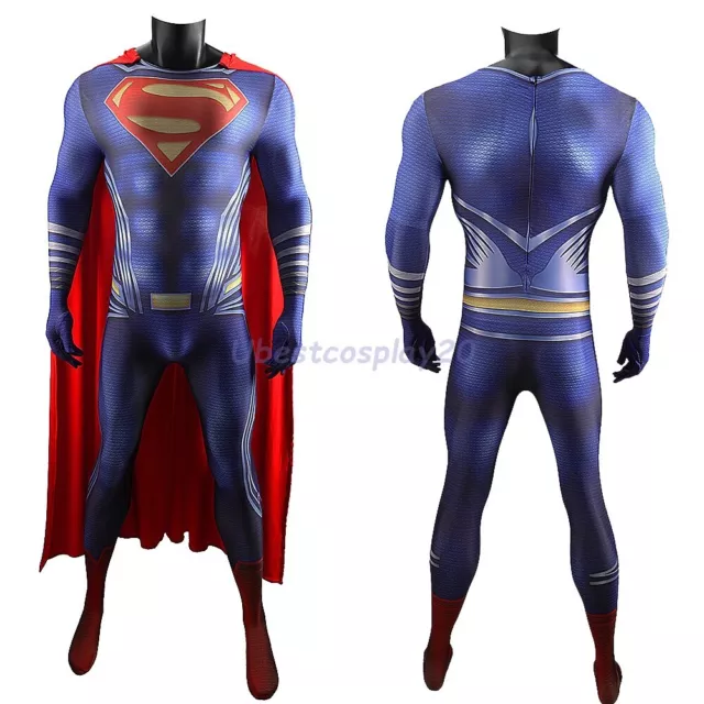 Superman Costume Man of Steel Cosplay Suit Adult Kids Ver. 2 3