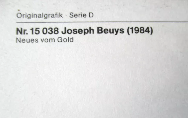 JOSEPH BEUYS >Neues vom Gold< Original Grafik 1984, Multiple mit Rahmen 3