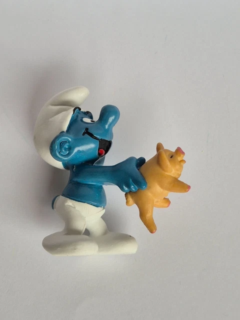 Figurine Schtroumpf Schleich 20067 – Avec Son Cochon – Occasion Très Bon état